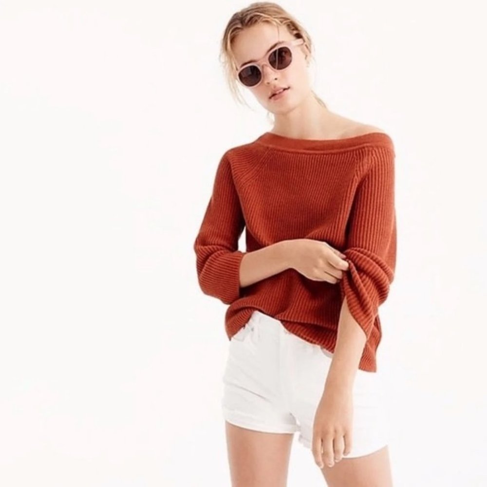 Orange-brown J. Crew 100% cotton Boatneck Sweater